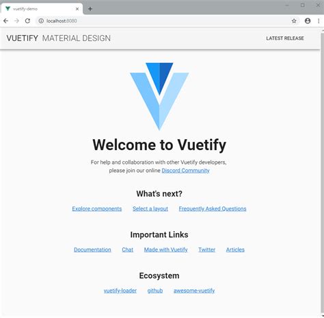 vuetify required.
